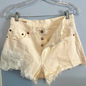 Levis 501 white jean shorts